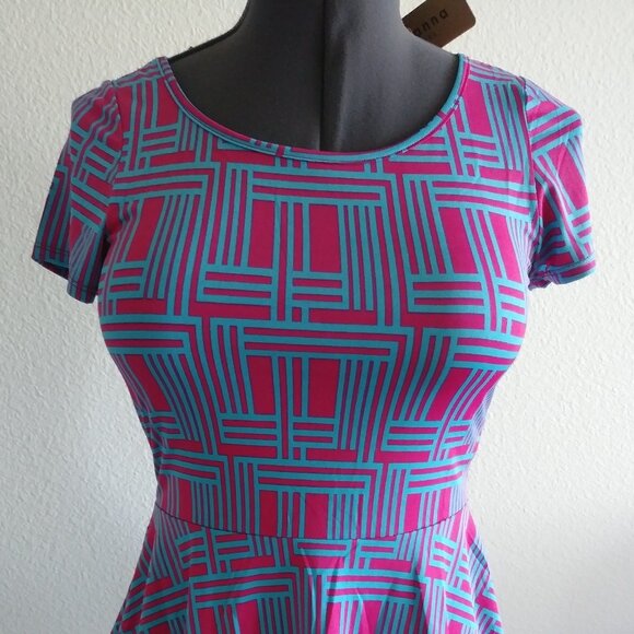 JON & ANNA NY Demask Popover Peplum Lightweight Pink/Blue Small Stylish Top - Picture 2 of 2